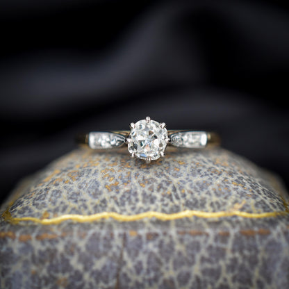 Antique 0.63ct Old Cut Diamond Solitaire 18ct Gold Engagement Ring