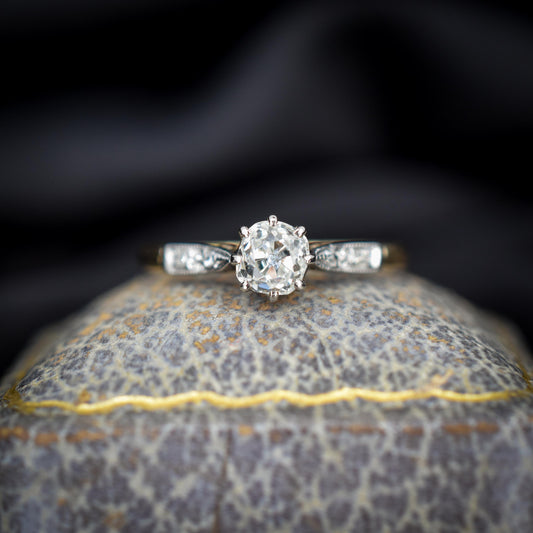 Antique 0.63ct Old Cut Diamond Solitaire 18ct Gold Engagement Ring