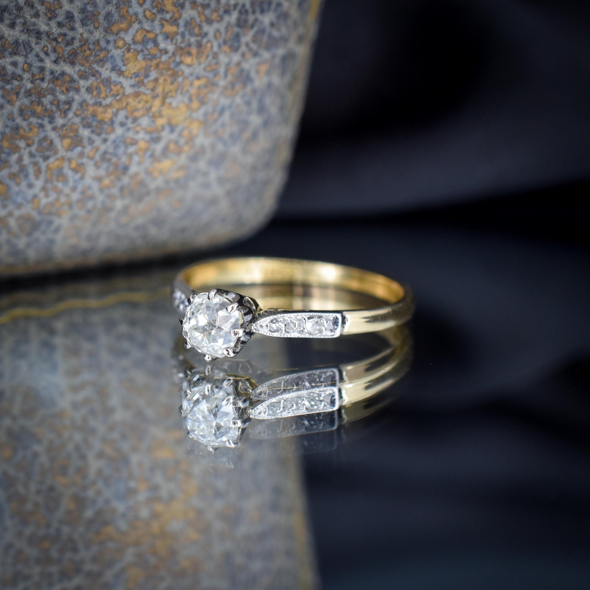 Antique 0.63ct Old Cut Diamond Solitaire 18ct Gold Engagement Ring