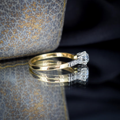 Antique 0.63ct Old Cut Diamond Solitaire 18ct Gold Engagement Ring