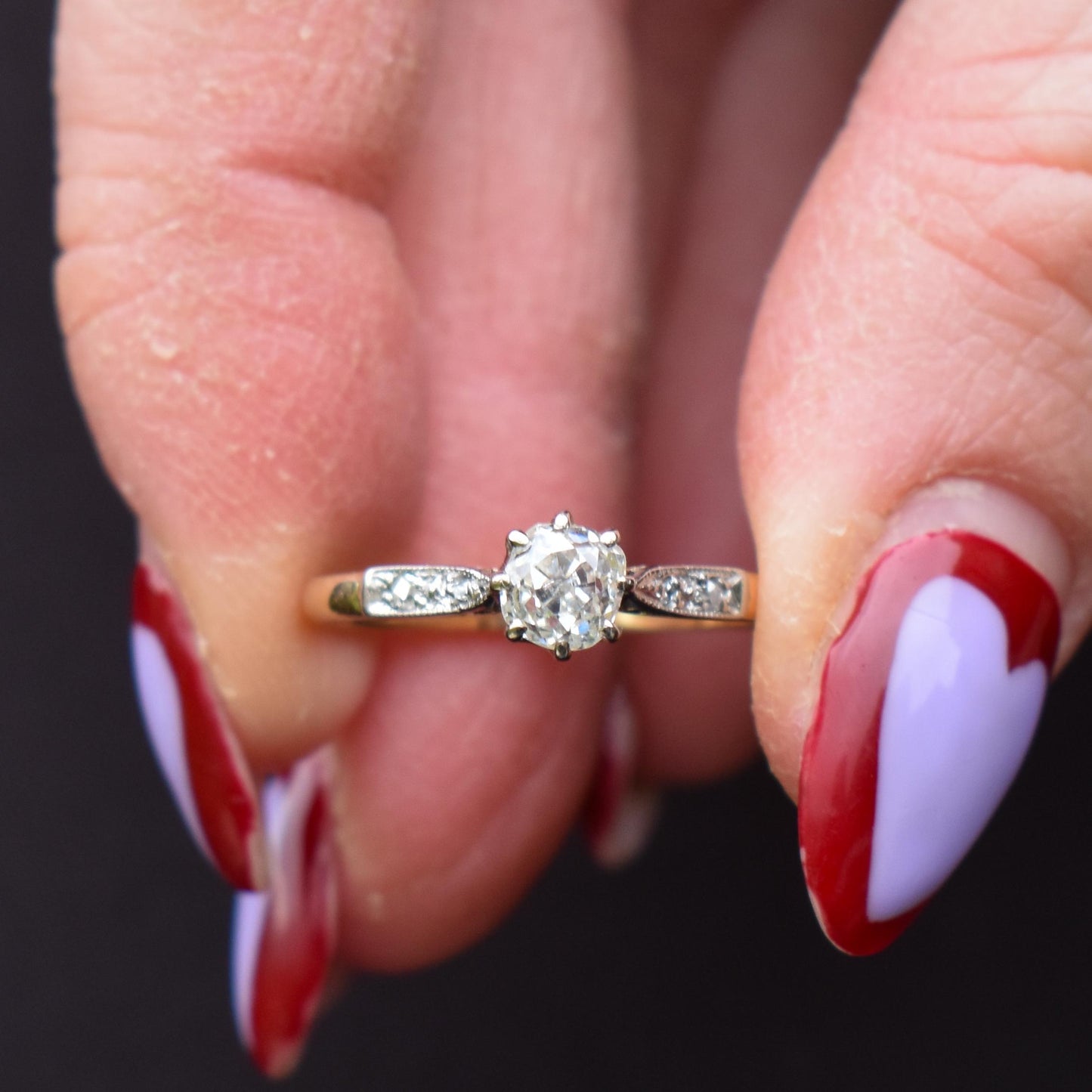 Antique 0.63ct Old Cut Diamond Solitaire 18ct Gold Engagement Ring