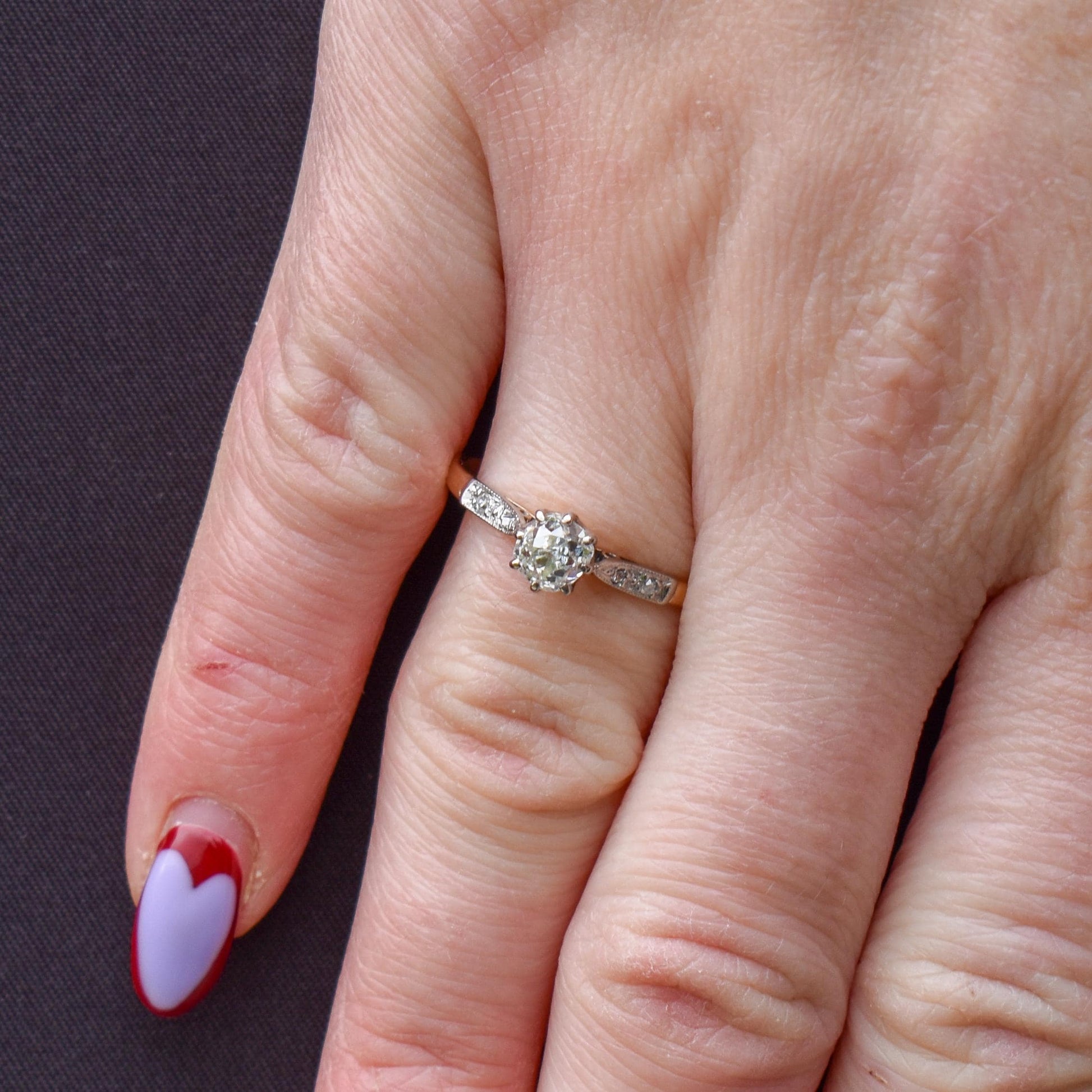 Antique 0.63ct Old Cut Diamond Solitaire 18ct Gold Engagement Ring