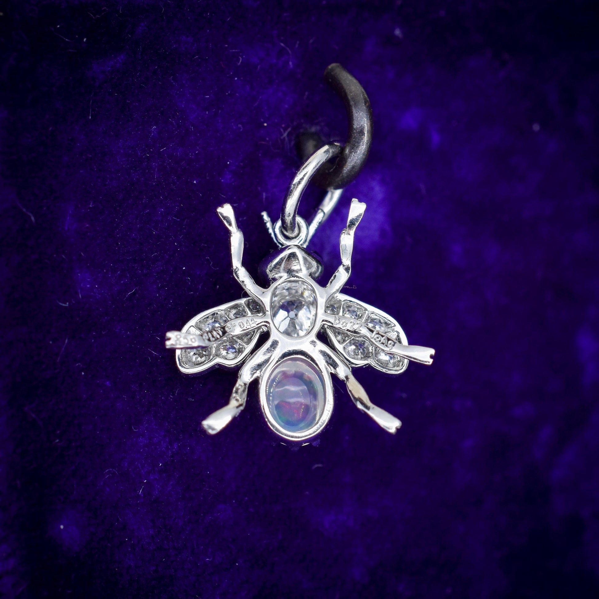 Opal Sapphire and Diamond Platinum Insect Bee Pendant Charm