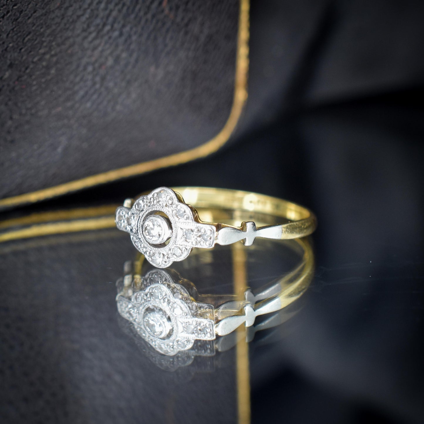 Antique Diamond Cluster Daisy 18ct Gold and Platinum Ring