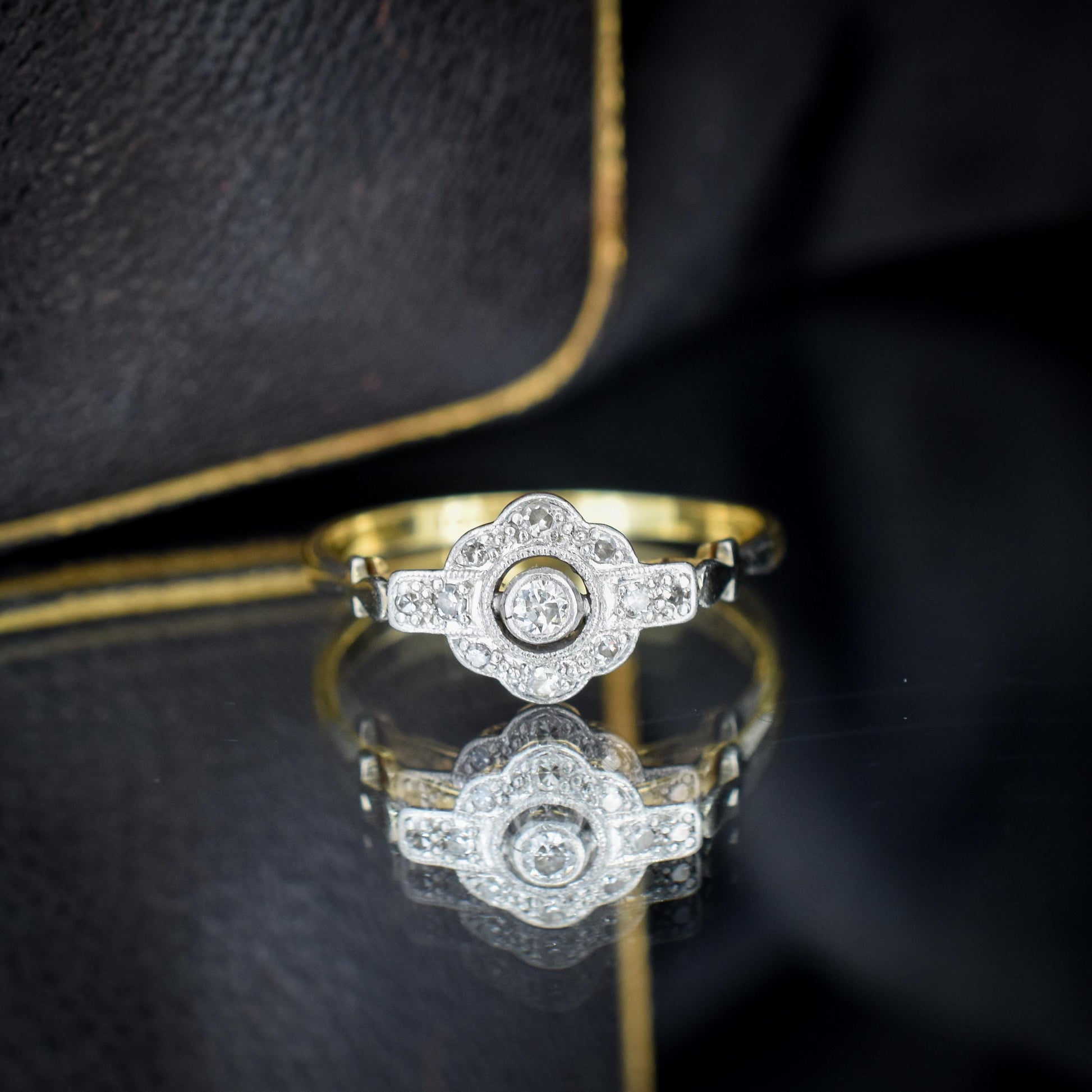 Antique Diamond Cluster Daisy 18ct Gold and Platinum Ring