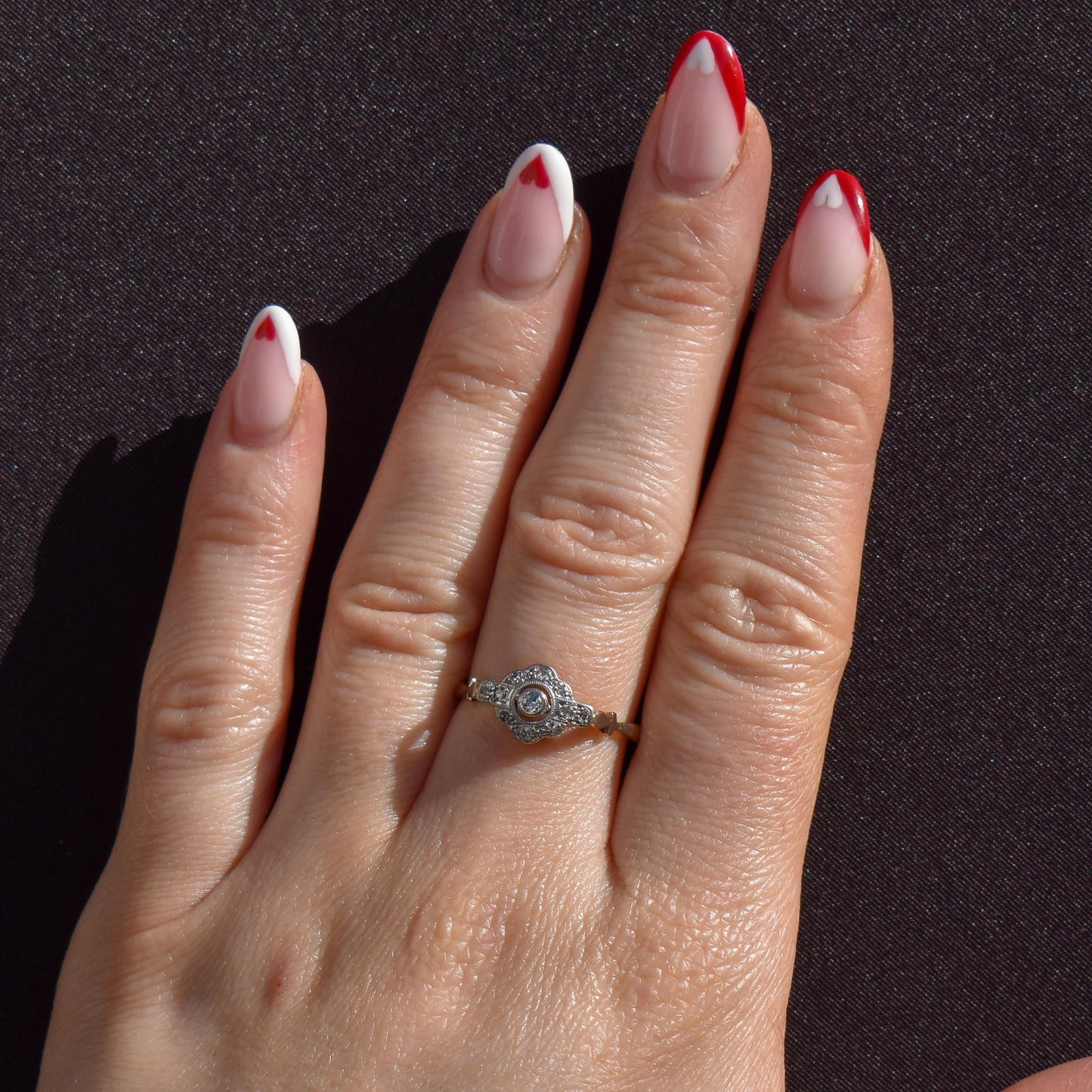 Antique Diamond Cluster Daisy 18ct Gold and Platinum Ring