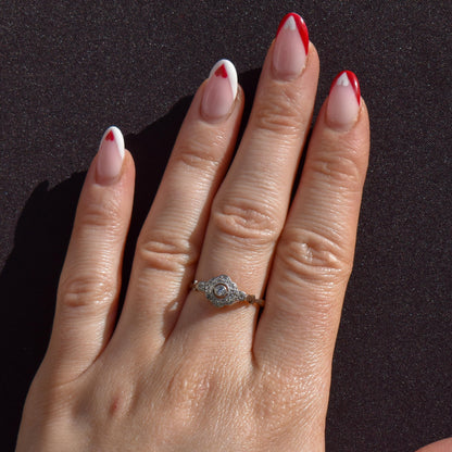 Antique Diamond Cluster Daisy 18ct Gold and Platinum Ring