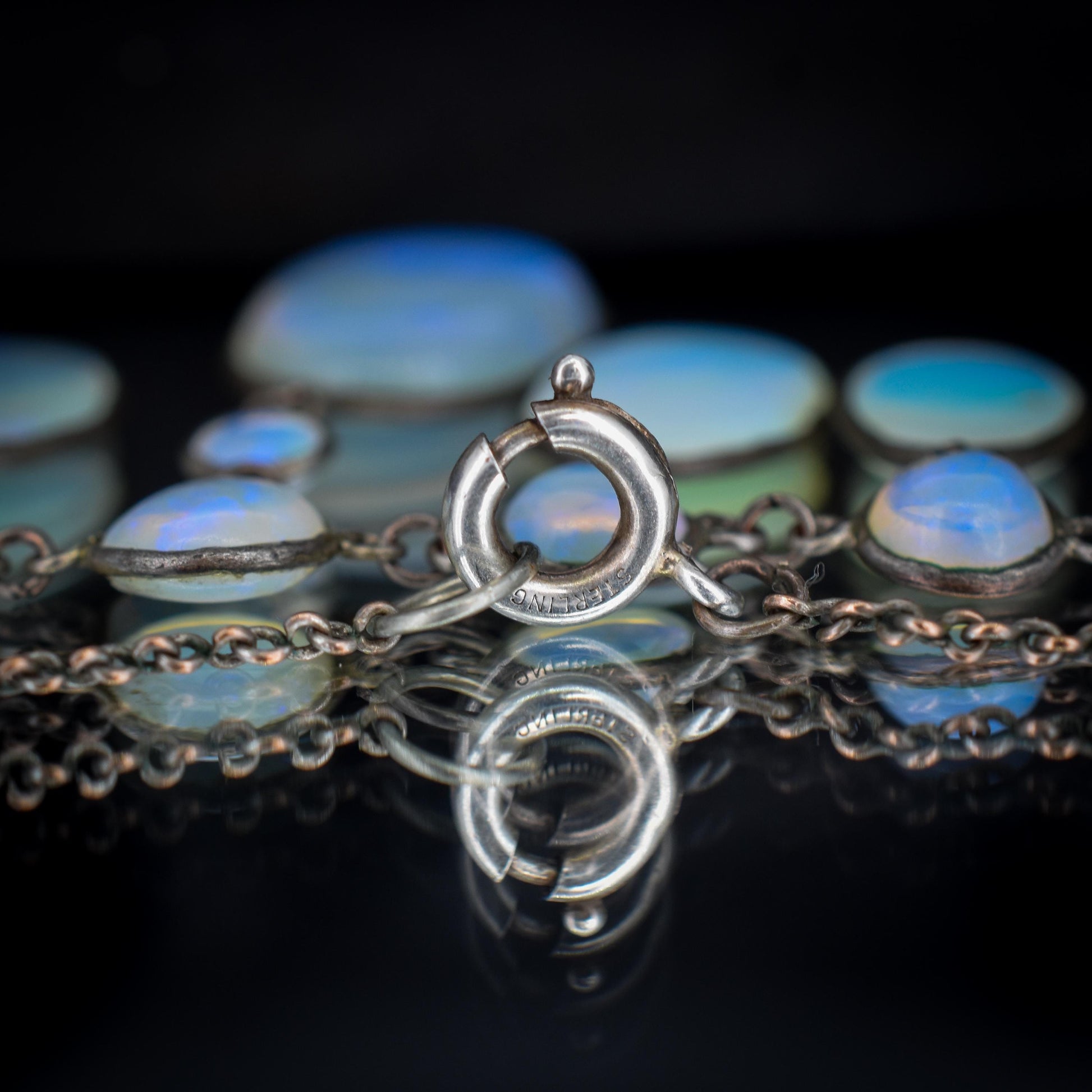 Antique Edwardian Opal Fringe Festoon Necklace | 15"