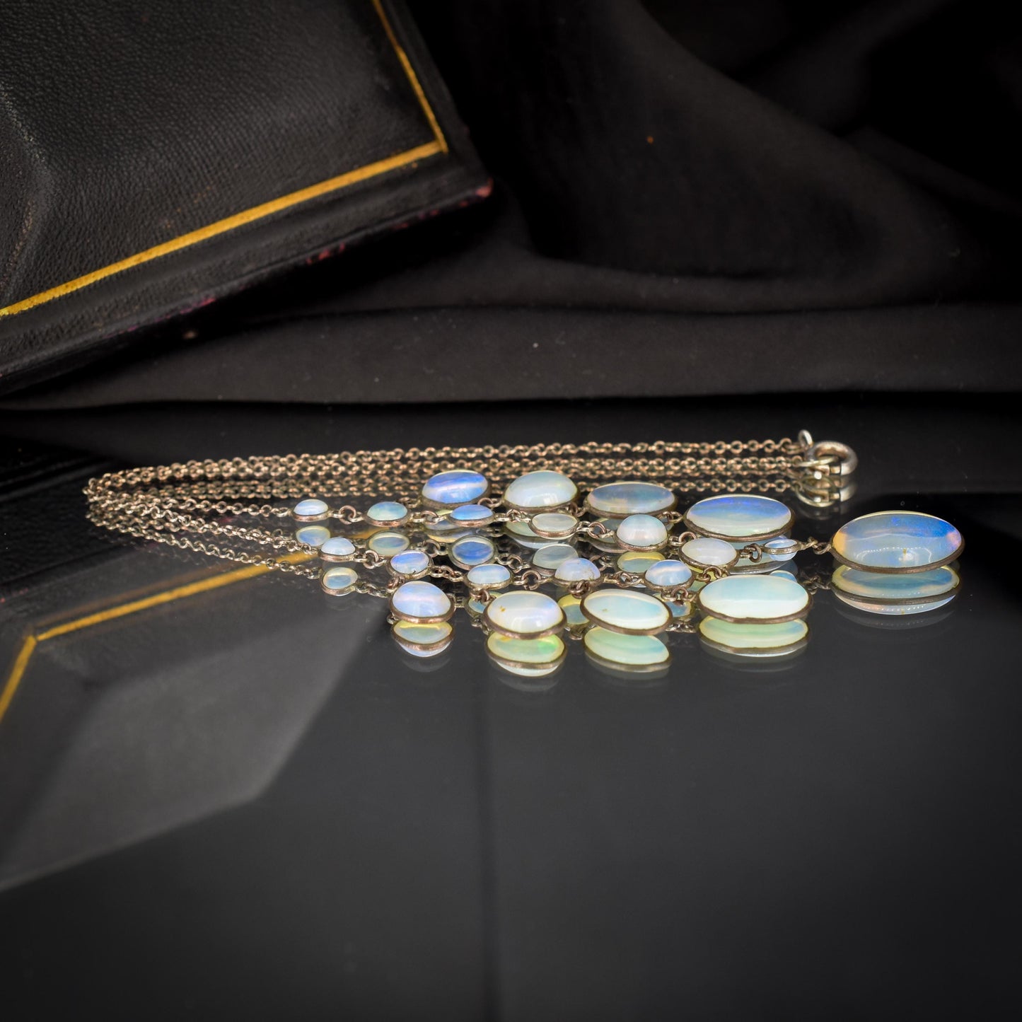 Antique Edwardian Opal Fringe Festoon Necklace | 15"