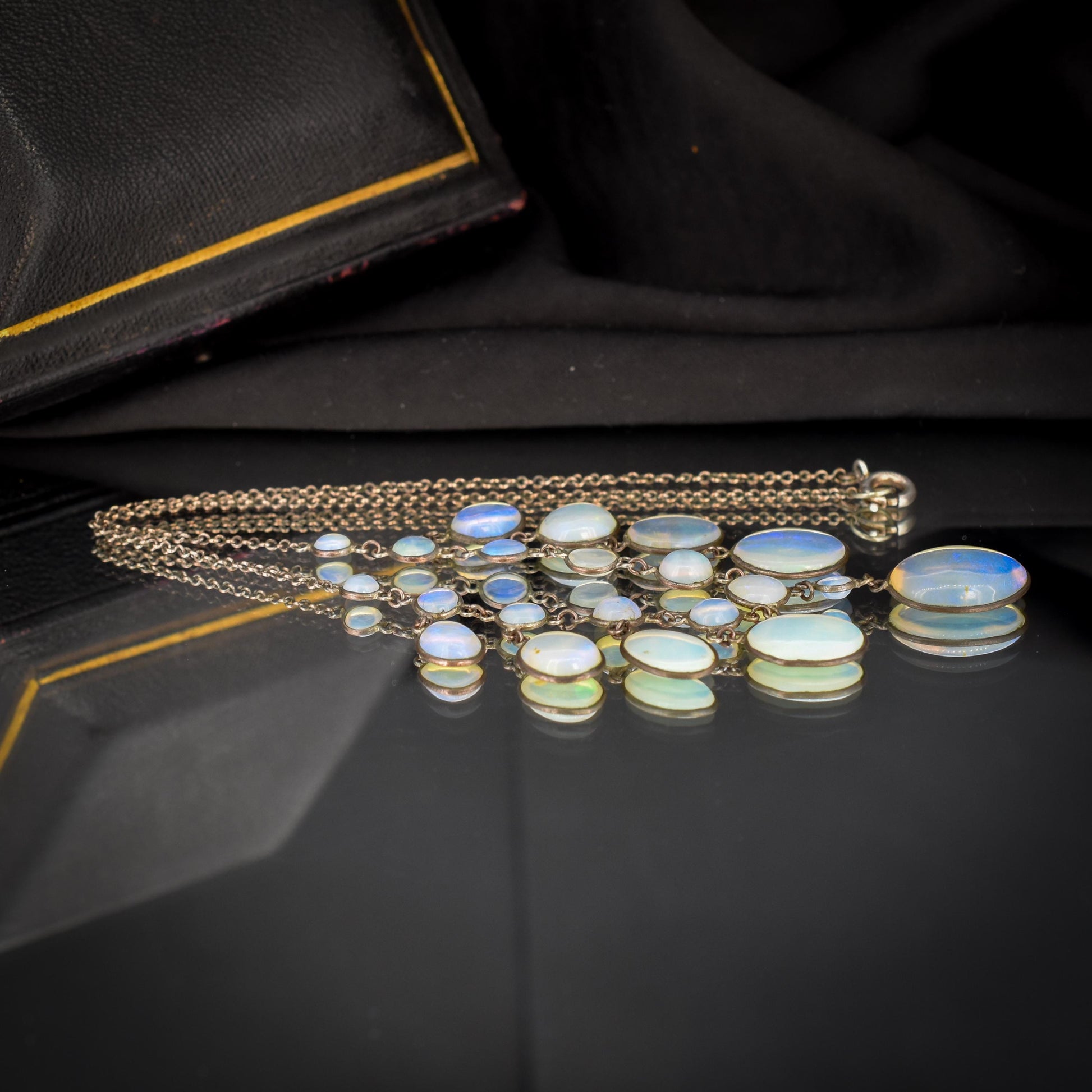 Antique Edwardian Opal Fringe Festoon Necklace | 15"