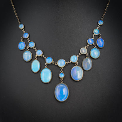 Antique Edwardian Opal Fringe Festoon Necklace | 15"