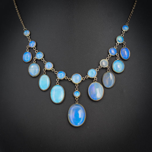Antique Edwardian Opal Fringe Festoon Necklace | 15"