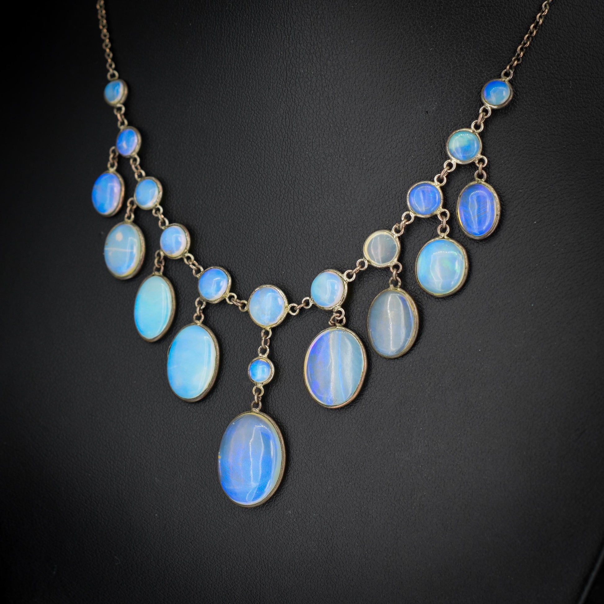 Antique Edwardian Opal Fringe Festoon Necklace | 15"