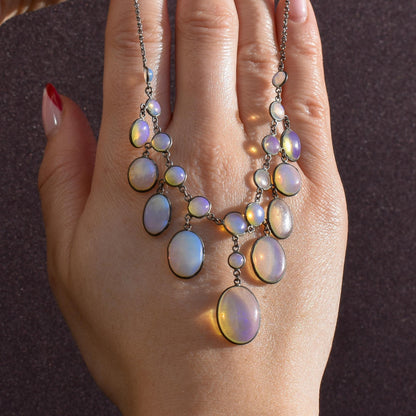 Antique Edwardian Opal Fringe Festoon Necklace | 15"