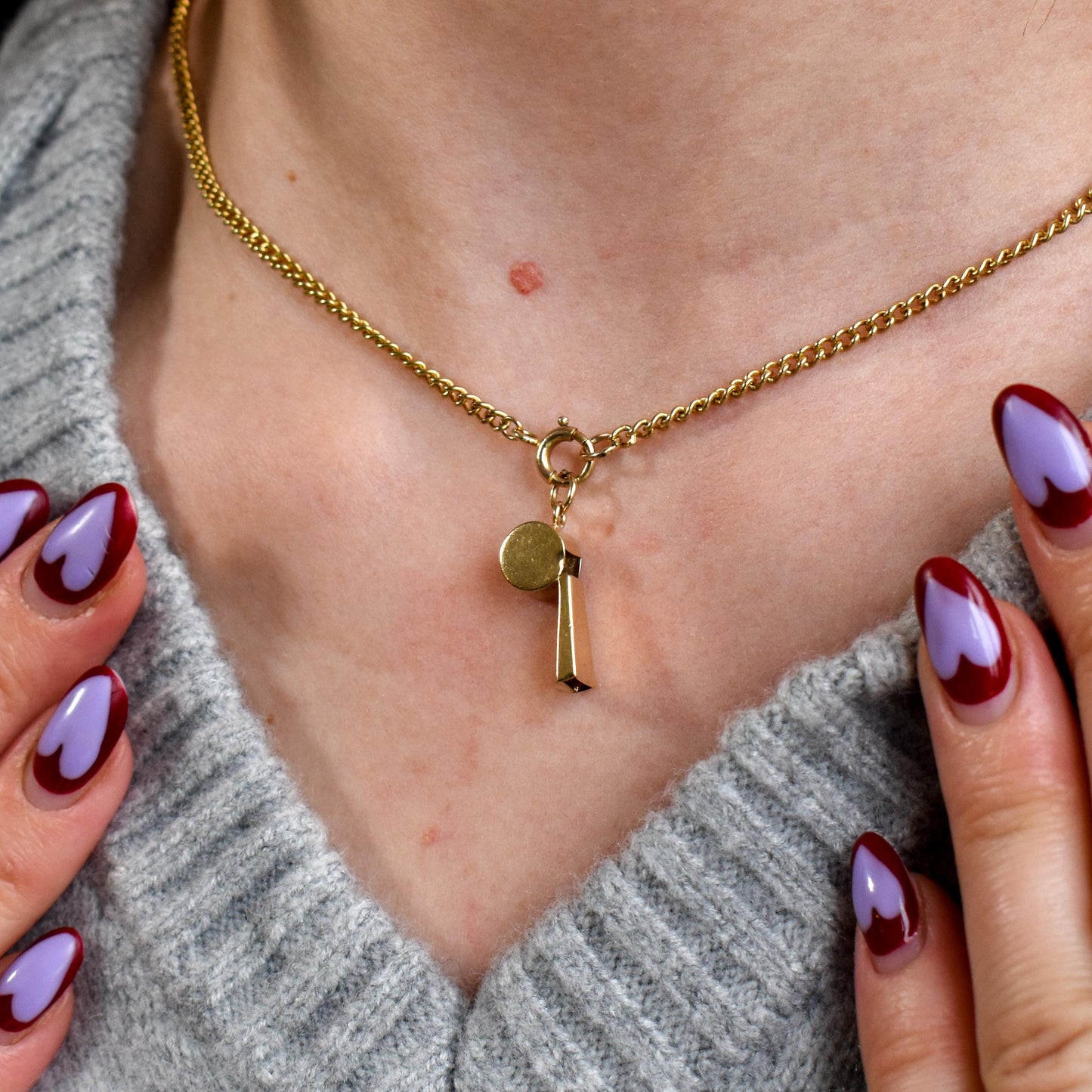 Vintage 9ct Gold Whistle Charm Pendant | London 1975