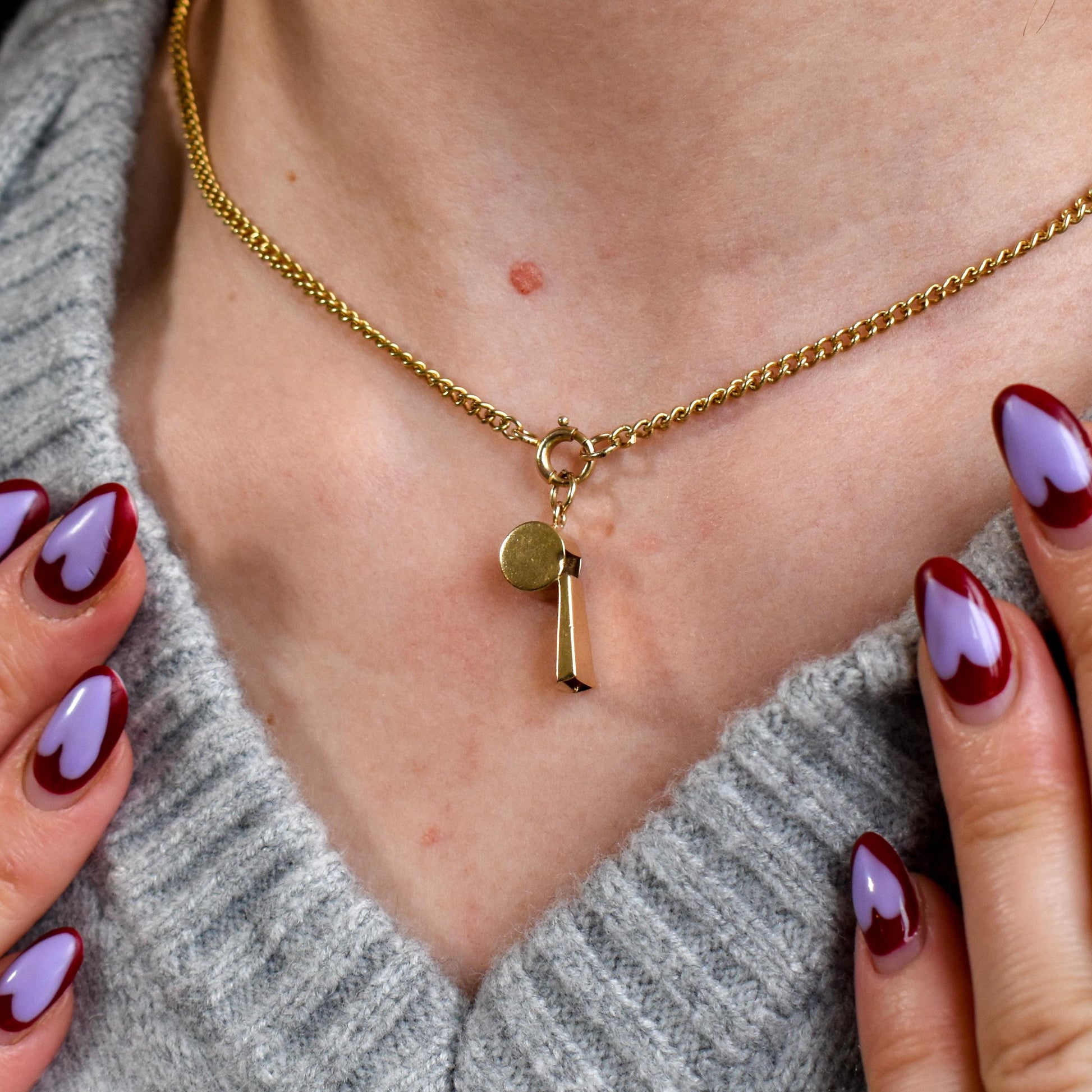 Vintage 9ct Gold Whistle Charm Pendant | London 1975