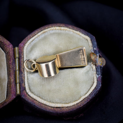Vintage 9ct Gold Whistle Charm Pendant | London 1975