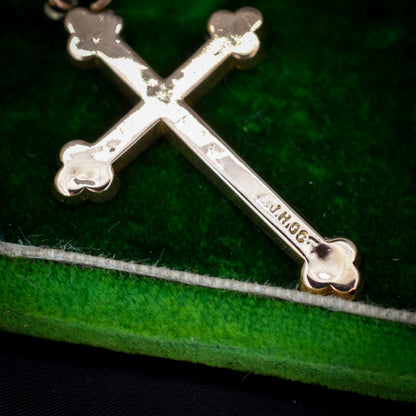 Antique Edwardian 9ct Gold Engraved Cross Pendant