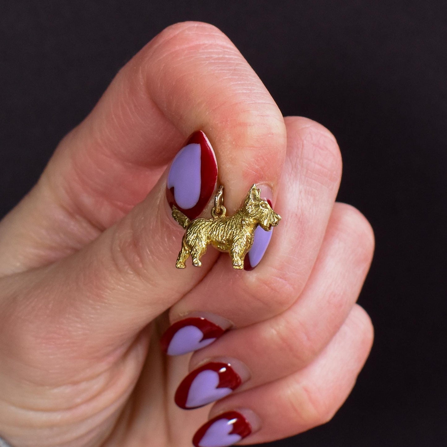 Vintage 9ct Gold Articulated Scottie Westie Terrier Dog Charm - 1960