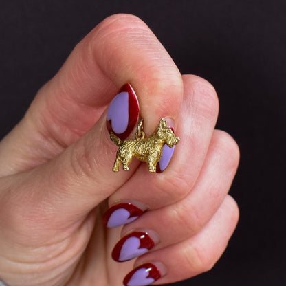 Vintage 9ct Gold Articulated Scottie Westie Terrier Dog Charm - 1960