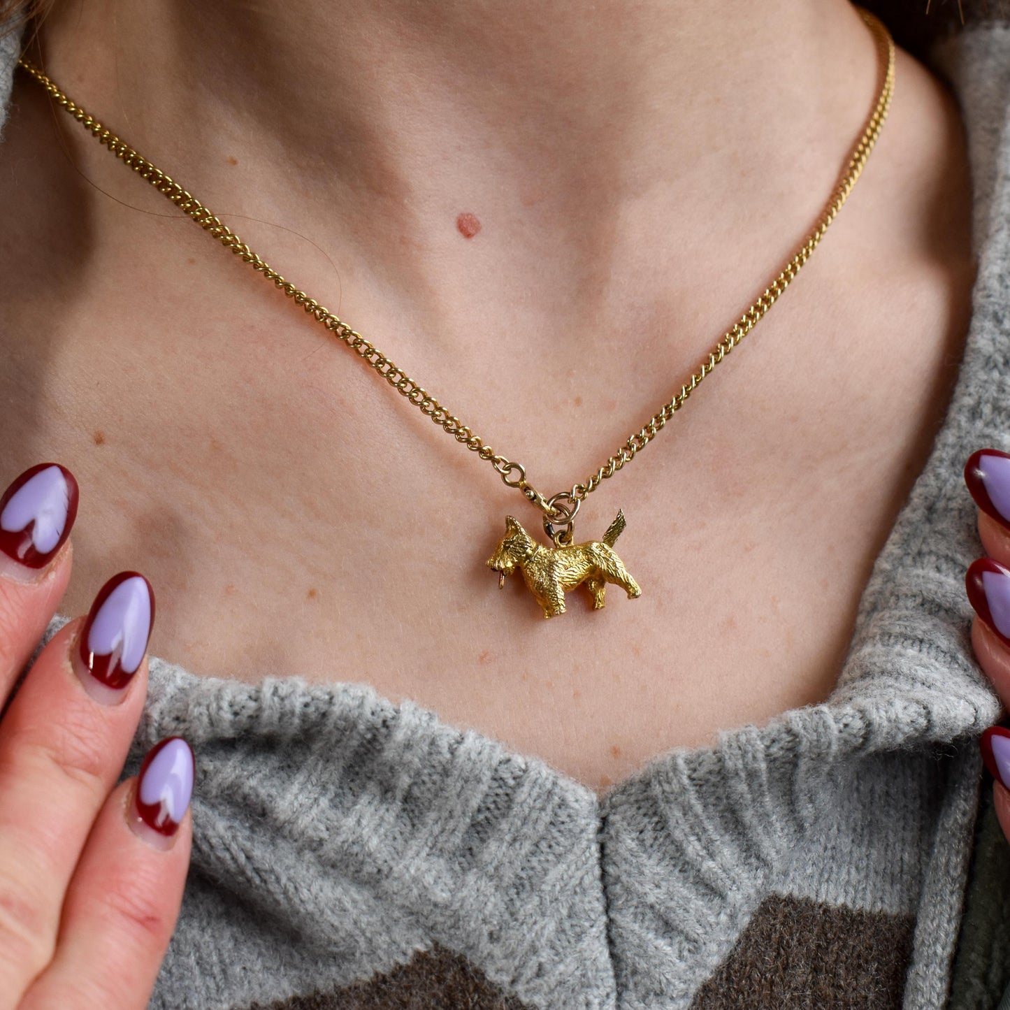 Vintage 9ct Gold Articulated Scottie Westie Terrier Dog Charm - 1960