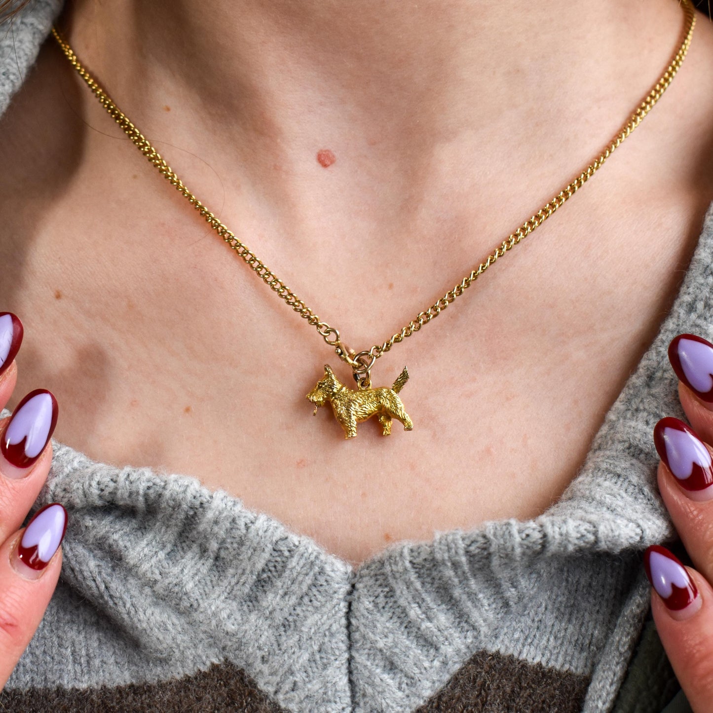 Vintage 9ct Gold Articulated Scottie Westie Terrier Dog Charm - 1960