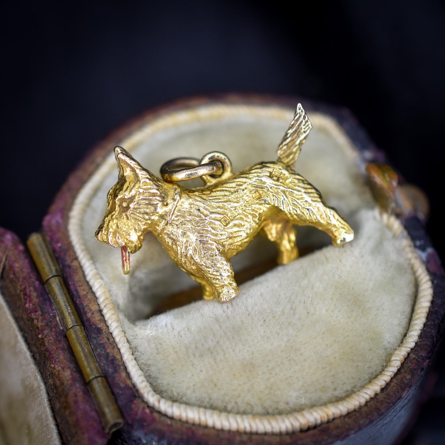 Vintage 9ct Gold Articulated Scottie Westie Terrier Dog Charm - 1960