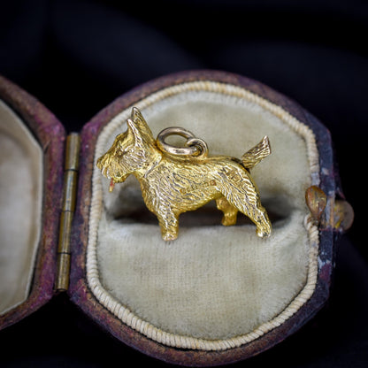 Vintage 9ct Gold Articulated Scottie Westie Terrier Dog Charm - 1960