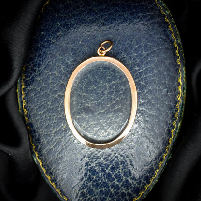 Antique Oval Glass 9ct Gold Large Photo Locket Pendant