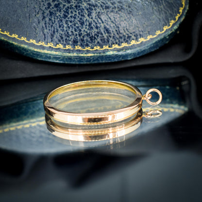 Antique Oval Glass 9ct Gold Large Photo Locket Pendant