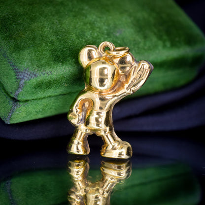 Vintage 9ct Gold Mickey Mouse Enamel Charm | Dated 1977