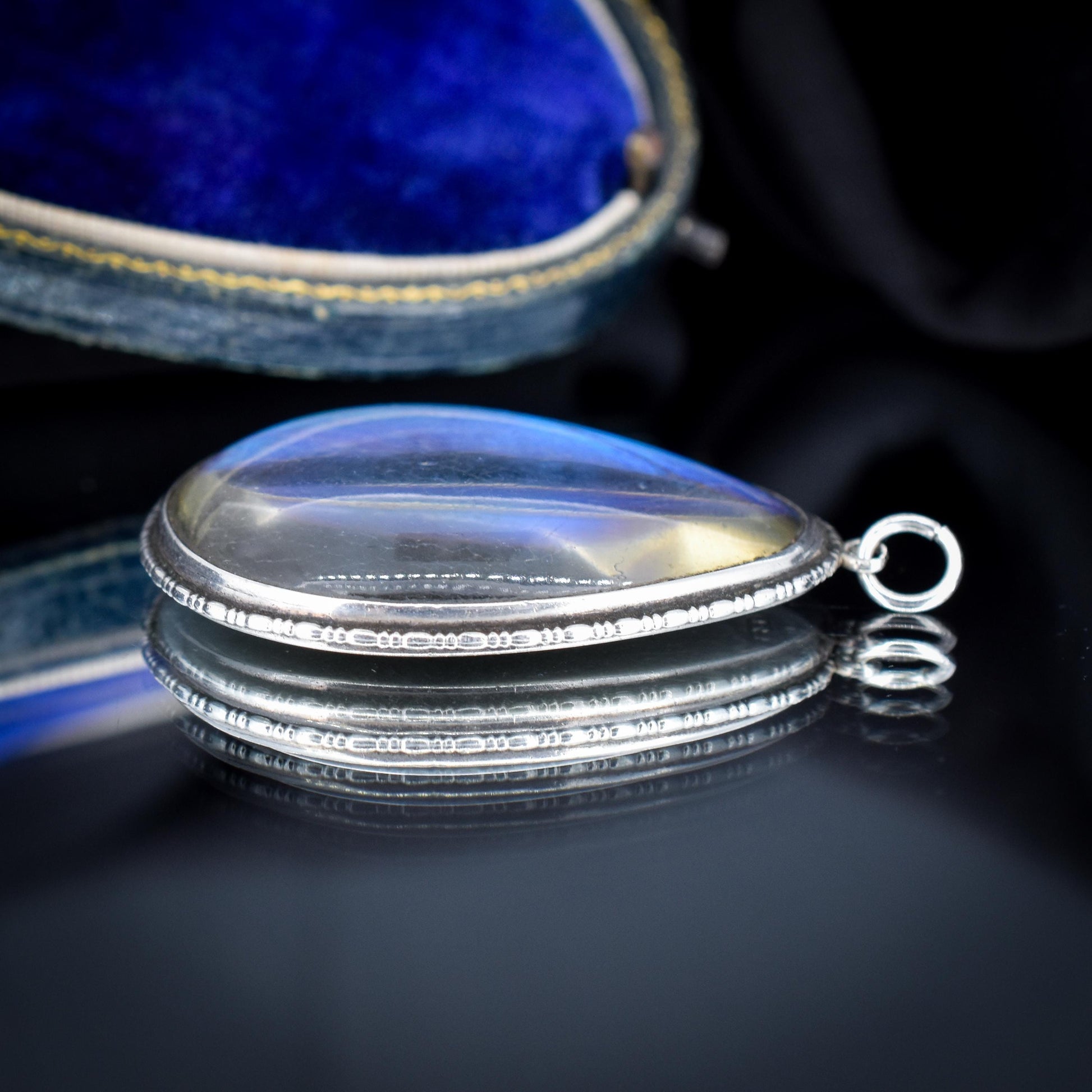 Antique Art Deco Butterfly Wing Sterling Silver Pendant