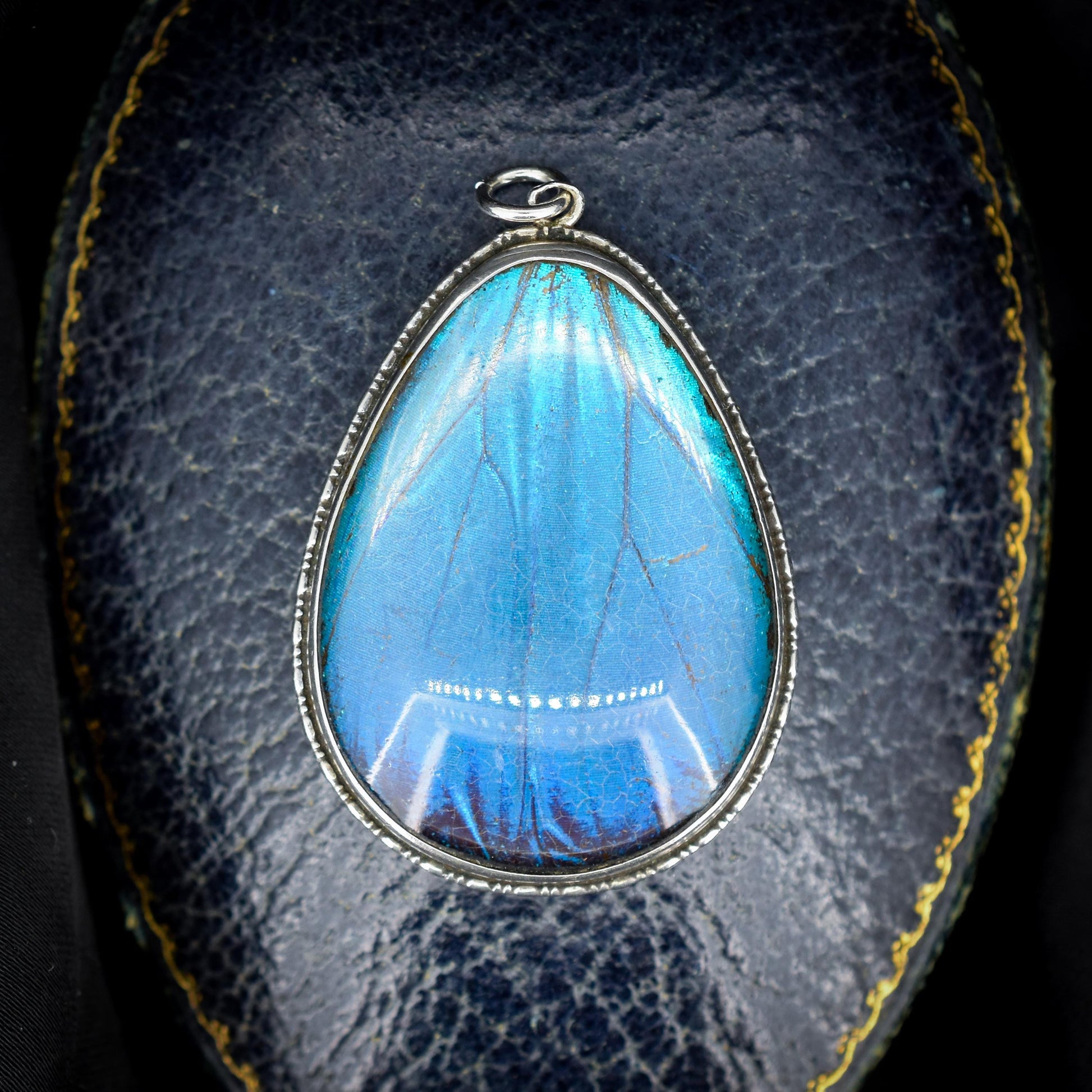 Antique Art Deco Butterfly Wing Sterling Silver Pendant