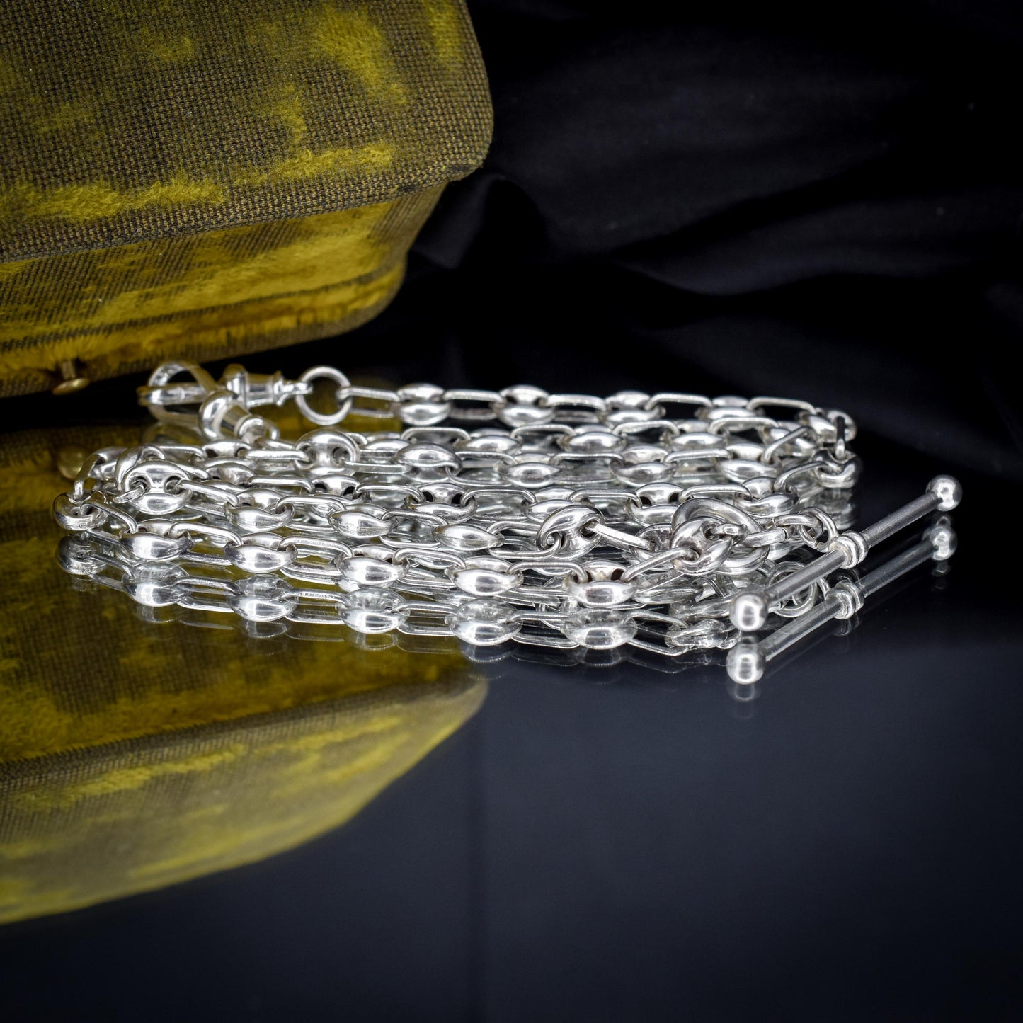 Vintage Sterling Silver 20" Mariner Anchor Link Chain Necklace with T-Bar