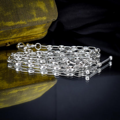 Vintage Sterling Silver 20" Mariner Anchor Link Chain Necklace with T-Bar