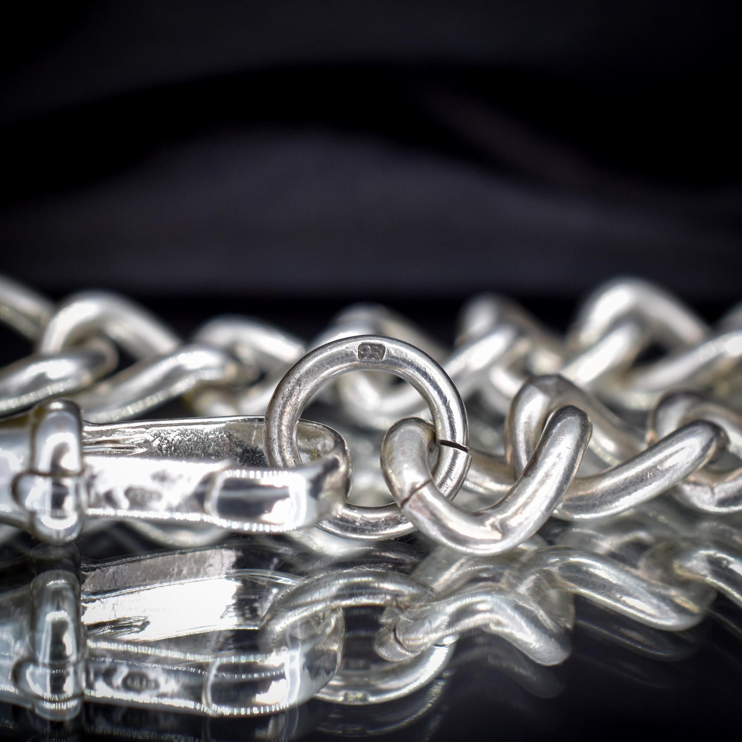 Antique Curb Sterling Silver Bracelet with Large Dog Clip | 7.75"