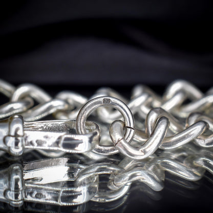 Antique Curb Sterling Silver Bracelet with Large Dog Clip | 7.75"