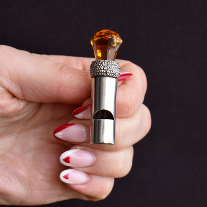 Antique Scottish Thistle Sterling Silver Whistle Charm Pendant