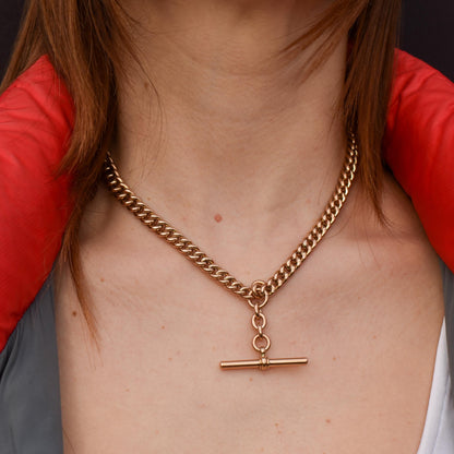 Antique 16" 9ct Gold Double Dog Clip Albert Curb Watch Chain Necklace