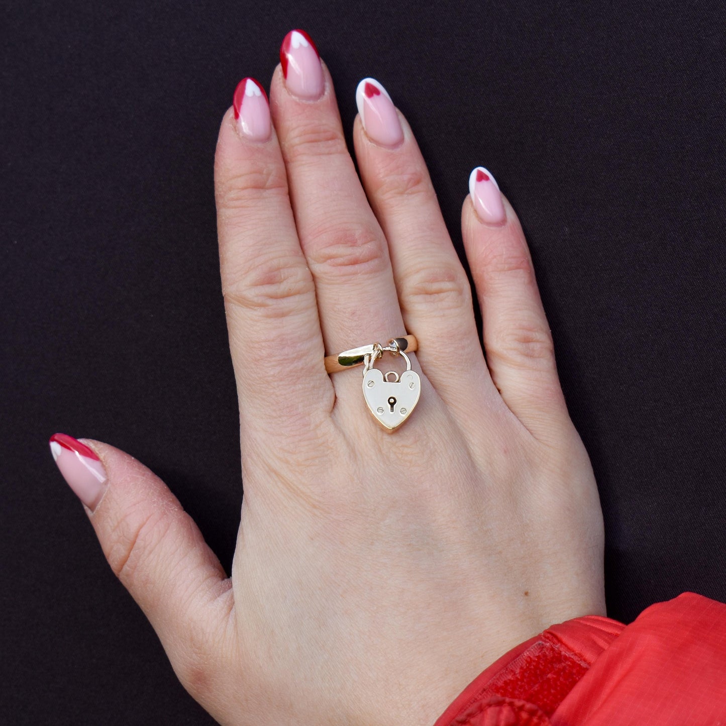 Vintage 'I LOVE YOU' Heart Padlock Drop 9ct Yellow Gold Band Ring