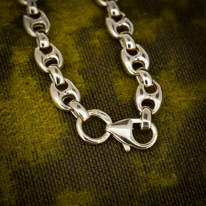 Vintage 9ct Yellow Gold 7.5" Mariner Anchor Link Chain Bracelet