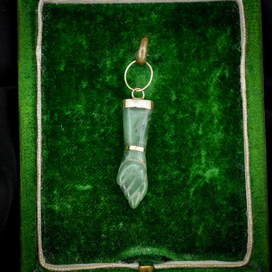 Vintage Green Jade Hand Mano Figa Pendant