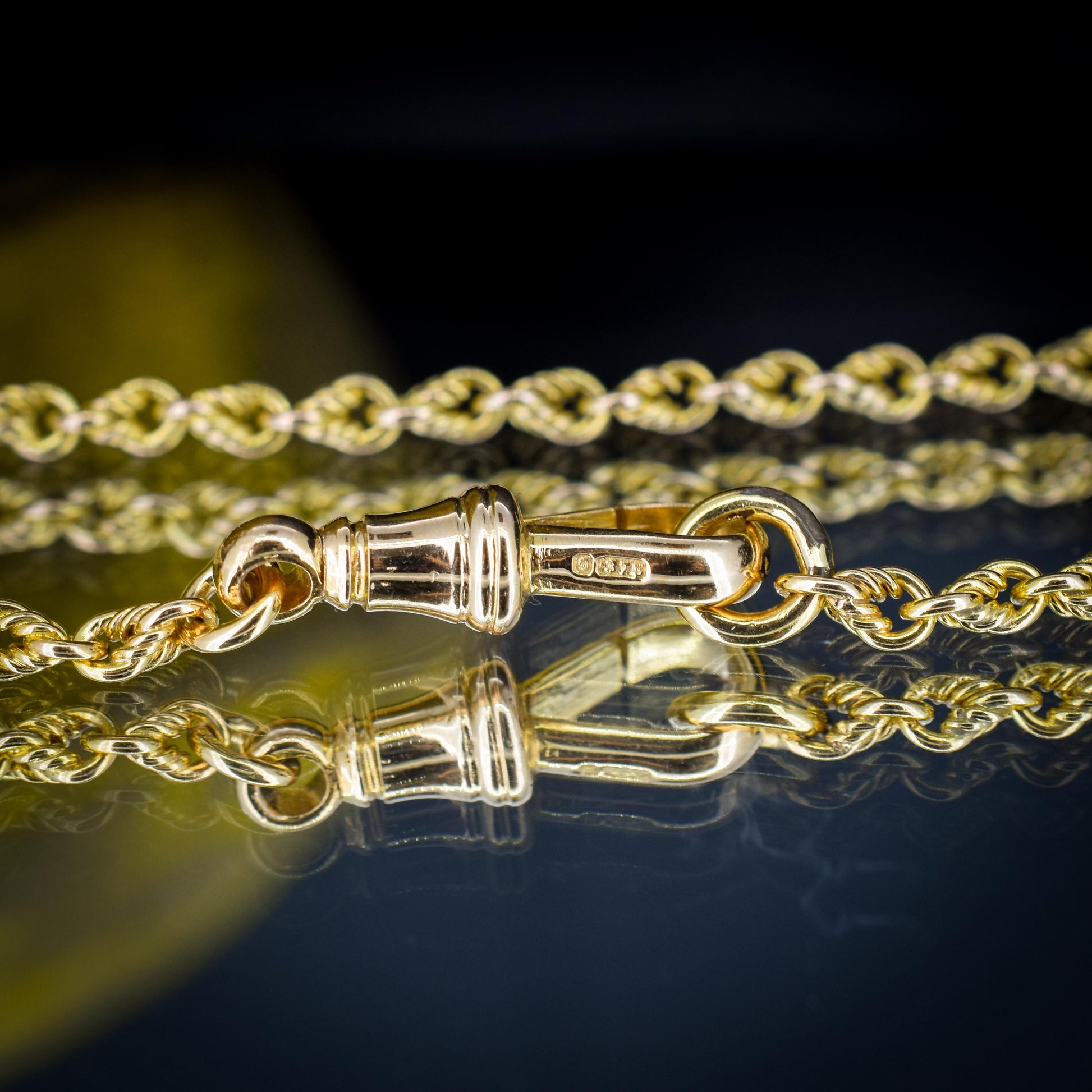 Antique 9ct Yellow Gold 19.5" Lovers Knot Link Chain Necklace