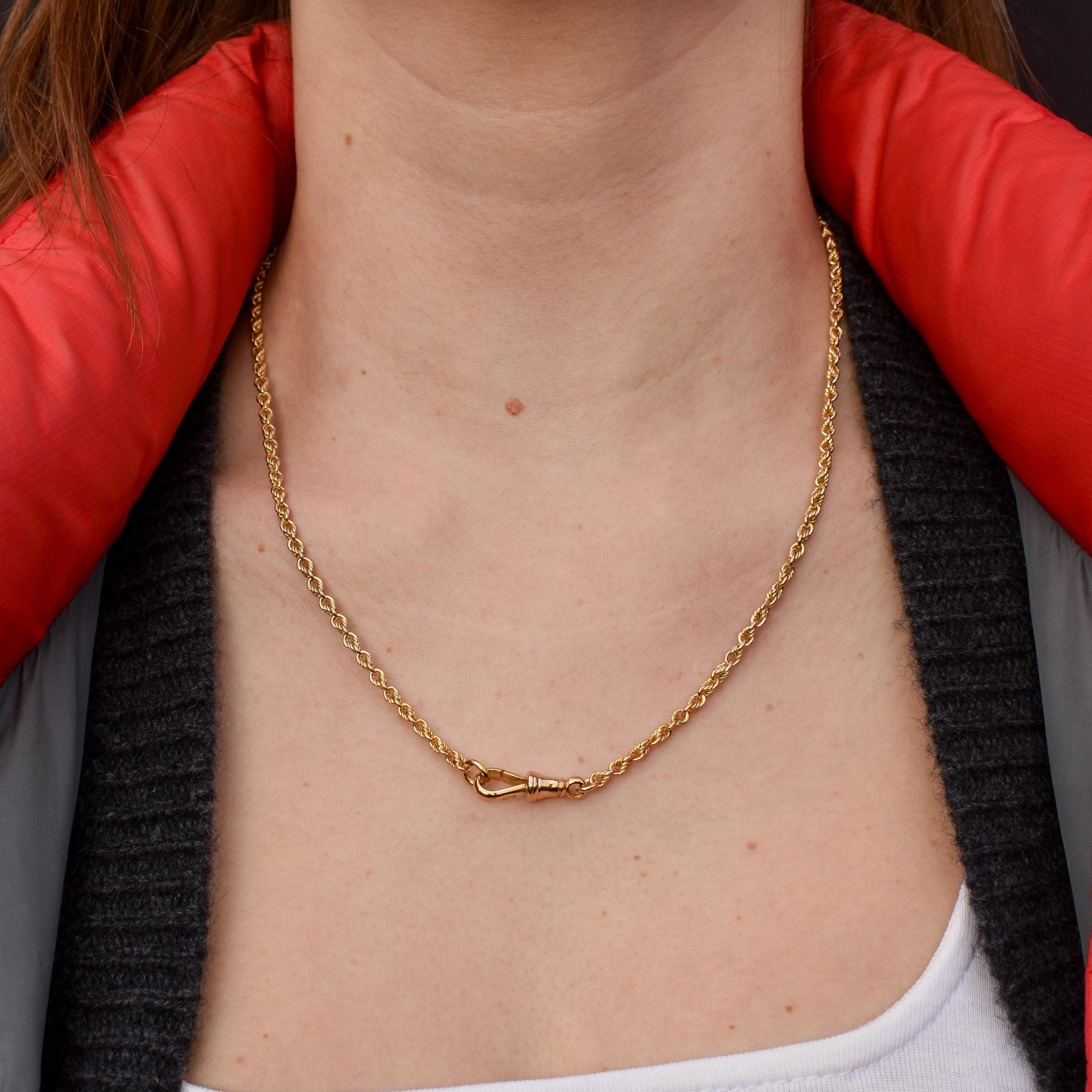 Antique 9ct Yellow Gold 19.5" Lovers Knot Link Chain Necklace