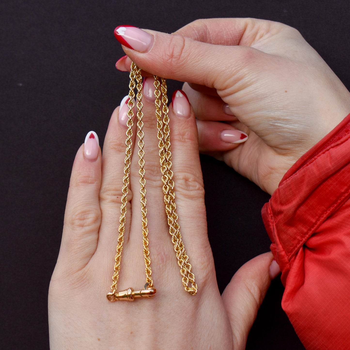 Antique 9ct Yellow Gold 19.5" Lovers Knot Link Chain Necklace