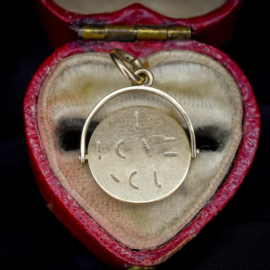 Vintage 9ct Yellow Gold I Love You Spinning Charm Pendant