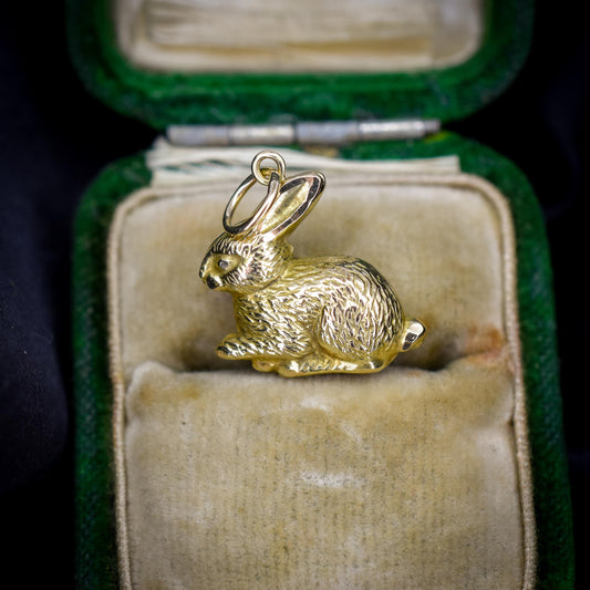 Vintage 9ct Gold Easter Bunny Rabbit Charm Pendant