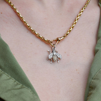 Yellow Sapphire and Diamond Platinum Insect Bee Pendant