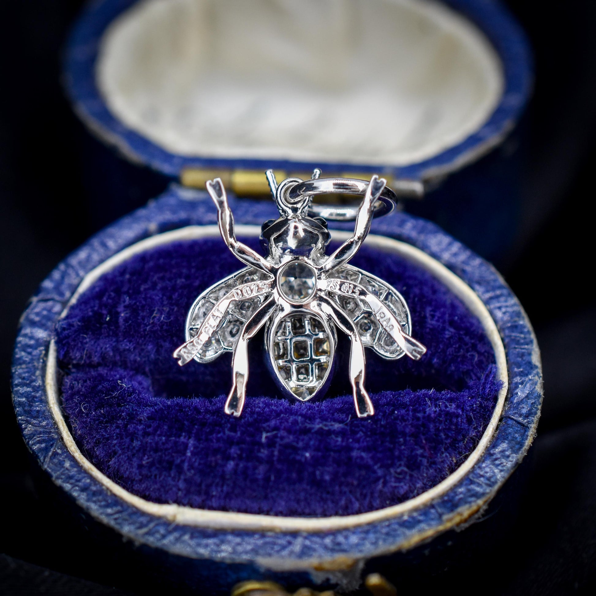 Yellow Sapphire and Diamond Platinum Insect Bee Pendant