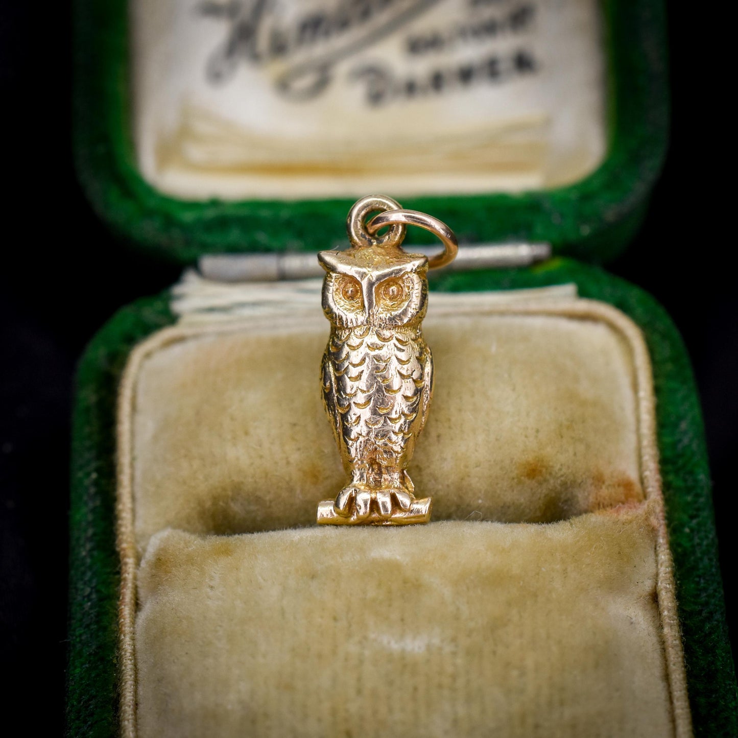 Vintage 9ct Gold Wise Owl Charm Pendant | Dated 1957
